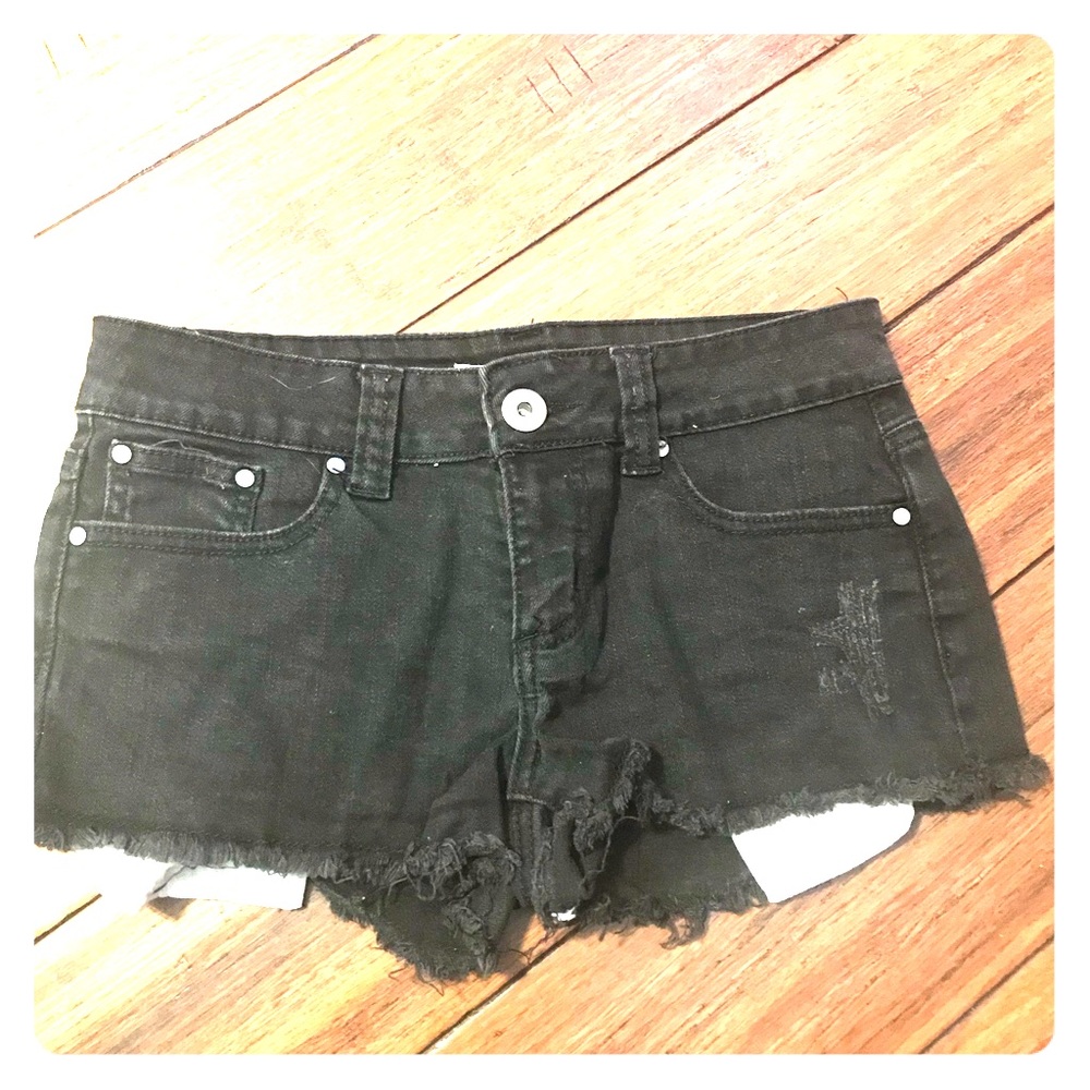 Forever 21 black distressed denim shorts
